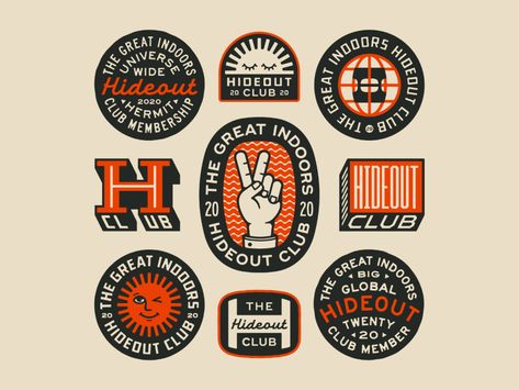 The Hideout Club by Luke Harrison on Dribbble Retro Logo Design, Art Department, Vintage Logo Design, Badge Logo, Badge Design, Retro Logo, Club Design, 로고 디자인, Creative Logo