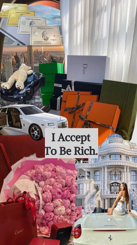 Rich Life Aesthetic, Vision Board Success, Vision Board Themes, Vision Board Collage, Board Collage, Vision Board Examples, Money Vision Board, Aesthetic Vision Board, Vision Board Wallpaper