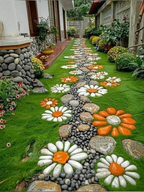 نباتات منزلية, Rock Garden Design, Garden Decor Projects, Garden Yard Ideas, Garden Path, Outdoor Decor Backyard, Backyard Patio Designs, Lawn And Garden, Backyard Decor