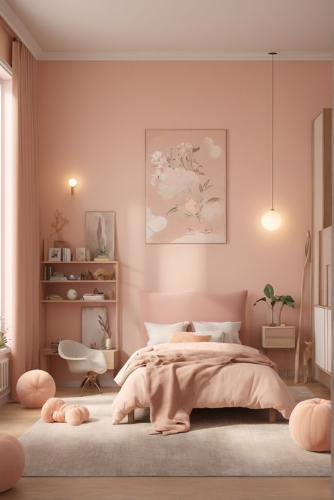 Room Color Ideas Bedroom, Light Pink Bedrooms, Calming Bedroom Colors, Dusty Pink Bedroom, Peach Bedroom, Pink Bedroom Design, Pastel Bedroom, Calming Bedroom, Pink Bedroom Decor