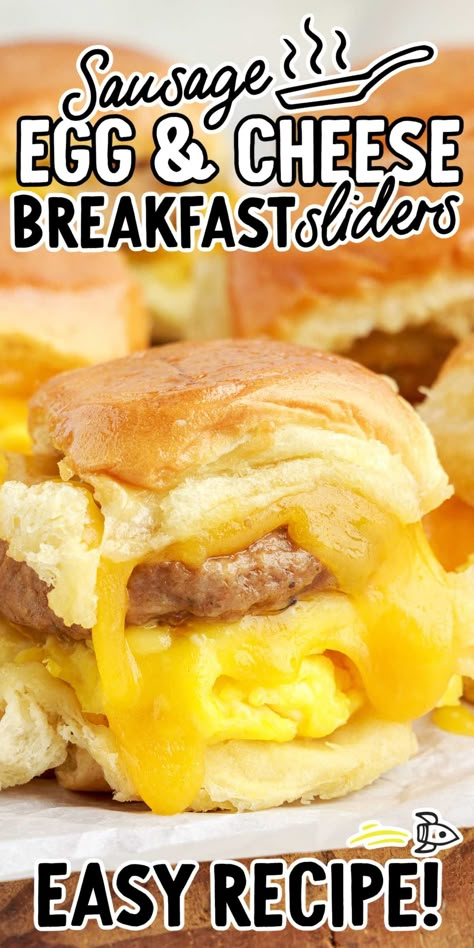 Eggs Cheese Breakfast, Breakfast Sliders, Egg And Cheese Sandwich, Breakfast Slider, Sausage Sandwiches, Cheese Breakfast, Breakfast Ingredients, Egg And Cheese, Egg Dishes