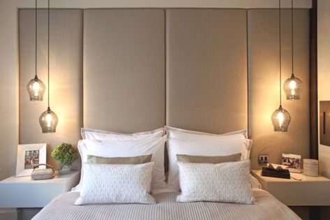 Pendant Lighting Bedroom Bedside, Hanging Pendant Lights Bedroom, Cool Lights For Bedroom, Bedroom Lighting Design, Bedroom Pendant, Pendant Lighting Bedroom, Wall Lamps Bedroom, Trendy Bedroom, Bedside Lighting