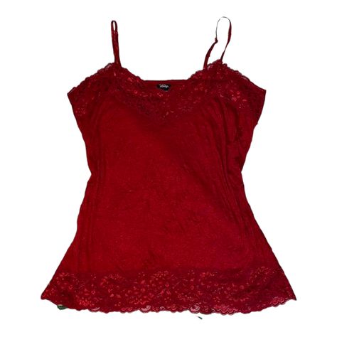 Early 2000s Tops Png, Fitted Red Camisole With Lace Trim, Red Fitted Lace Camisole, Red Cotton Y2k Tank Top, Red Lace Tank Top, Vintage Camisole, Top Png, 90s Vintage, Virtual Closet