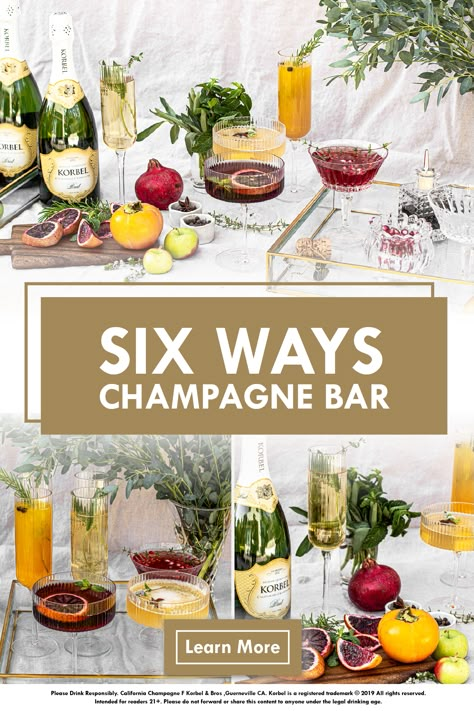 Serving Champagne Ideas, Birthday Party Bar Ideas Drink Stations, Champagne Party Food Ideas, Champagne Bar At Home, Champagne Station Party Ideas, Champagne Ideas Party, Champagne Bday Party Ideas, Prosecco Bar Ideas Parties, Champagne Serving Ideas