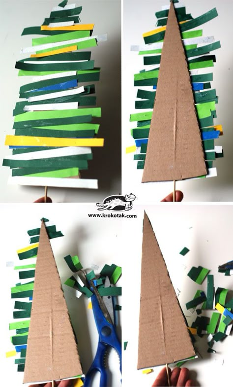 Christmas Art Projects, Christmas Tree Crafts, Christmas School, Navidad Diy, Preschool Christmas, Christmas Classroom, Easy Christmas Crafts, Paper Strips, Fir Tree