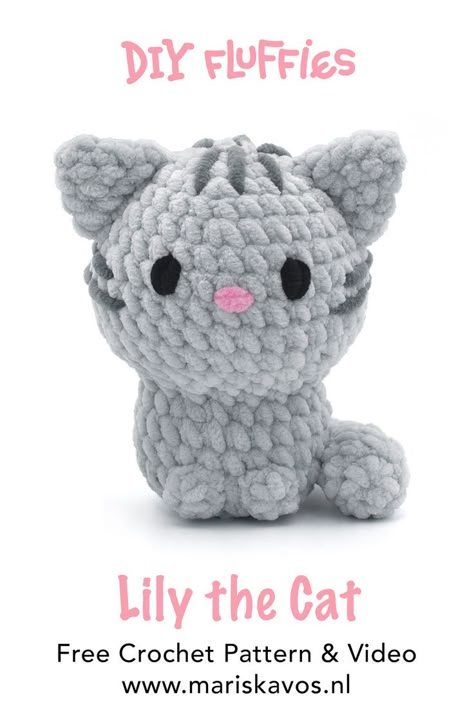 Chunky Yarn Crochet Pattern, Chunky Yarn Crochet, Cat Crochet Pattern, Fast Crochet, Crocheted Cat, Easy Crochet Animals, Crochet Cat Pattern, Cat Crochet, Crochet Plushies