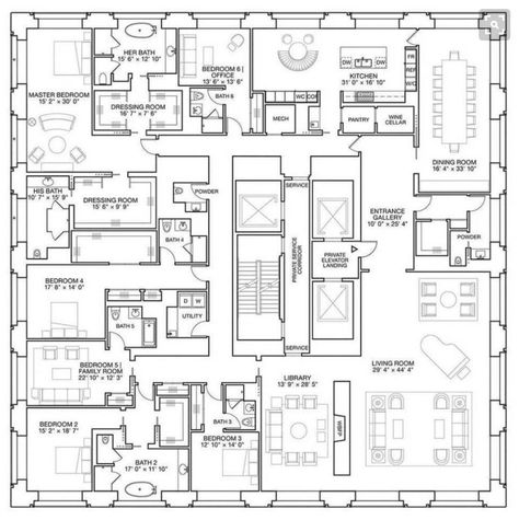 432 Park Ave / NYC Penthouse Floor Plan Luxury, 432 Park Avenue Nyc, Penthouse Floor Plan, Penthouse Apartment Floor Plan, Park Avenue Apartment, 432 Park Avenue, Manhattan Penthouse, Apartment Floor Plan, Luxury Penthouse