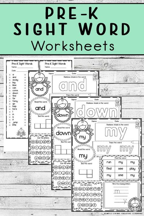 Pre-K Sight Word Worksheets Sight Word Printables Free, Grade 2 Sight Words, Sight Word Worksheets Free, Pre K Sight Words, Third Grade Sight Words, Second Grade Sight Words, Pre Primer Sight Words, Preschool Sight Words, Sight Word Fun