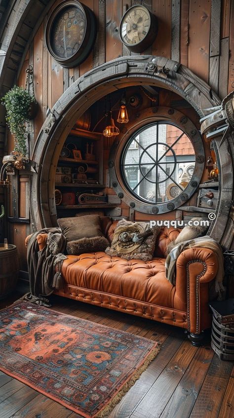 Steampunk Bedroom Ideas to Transport You in Time Steampunk Home Design, Steam Punk Living Room Ideas, Steampunk Room Ideas, Steampunk Bedroom Ideas, Steampunk Room, Steampunk Rooms, Steampunk Bedroom, Steampunk Kitchen, Steampunk Interior