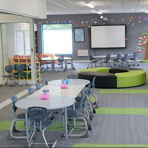 Flexible Learning Spaces, Collaborative Learning Spaces, Classroom Seating Arrangements, Flexible Seating Classroom, School Library Design, Collaborative Classroom, Modern School, Classroom Seating, Modern Classroom