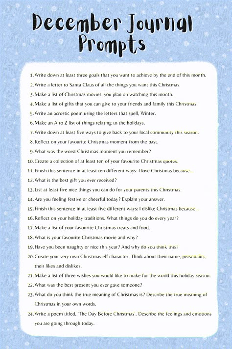 Over 24 December journal prompts with a free 2020 advent calendar. Come back every day in December for an inspirational journal prompt. Christmas Journal Prompts For Kids, December Prompts 2023, December Gratitude Challenge, December Daily Journal Prompts, Advent Calendar Prompts, Christmas Journal Ideas Writing Prompts, Journal Prompts For December, Holiday Journal Prompts, Advent Journal Prompts