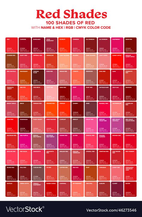 Red Color Wheel, Types Of Red Color Shades, Pantone Red Color Palettes, Types Of Red Color, Pantone Red Shades, Red Pallet Color, Color Shades Chart, Red Shades Colour Palettes, Red Pallete Color