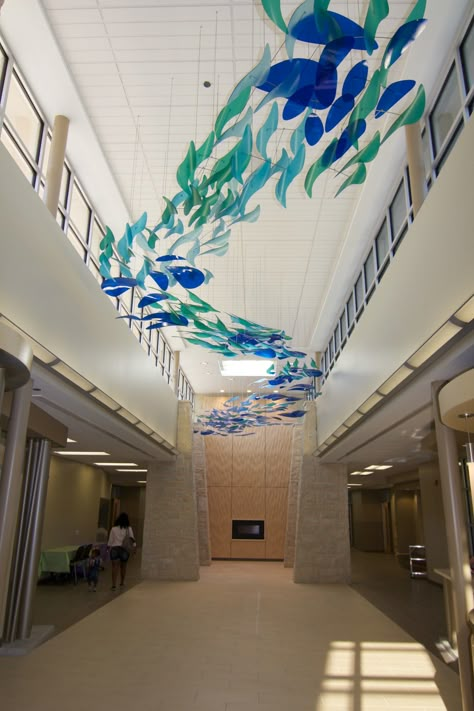 Educare Mobile — Ekko Mobiles — Large Custom Hanging Mobiles, Kinetic Art, and Ceiling Sculptures for Home, Business, and Public Spaces Ceiling Art Installation, Hospital Art, Suspended Art, Ceiling Art, Hang Art, Mobile Art, Ceiling Installation, Kinetic Art, Kinetic Sculpture