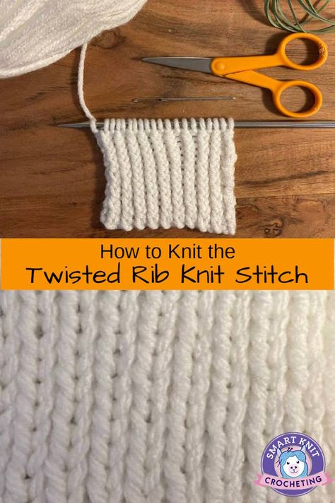 Twisted Rib Stitch Knitting, Twisted Rib Stitch, Rib Stitch Knitting, Pineapple Pie, Knitting Hacks, Knit Stitches, Rib Stitch, Cable Knitting, Learn How To Knit