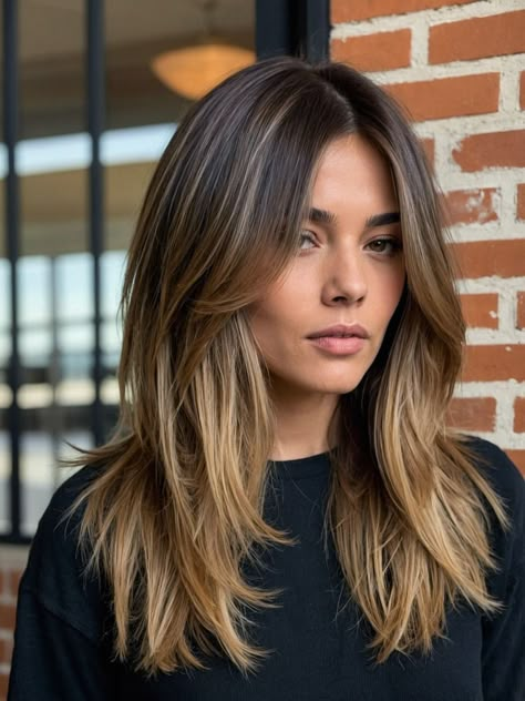 Mid Hair Length Haircuts, Longer Layers Medium Hair, Hair Styles For Flat Hair, Shoulder Length Fine Hair With Layers, Long Hair Cuts Oval Face, Long Hair Oval Face Hairstyles, Middle Part Face Framing Layers, V Haircut For Short Hair, Trendy Mid Length Hairstyles