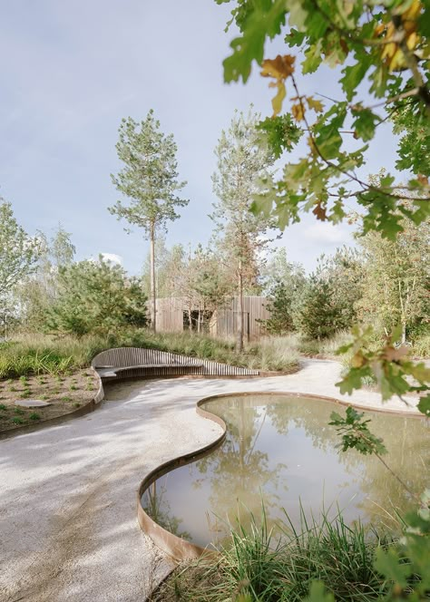 COBE completes the opera park in copenhagen, weaving six gardens into a lush oasis Waterscape Design, Urbanism Architecture, Danish Architecture, Covered Walkway, Inspiration Images, Have Inspiration, Water Element, Green Lawn, Parking Design