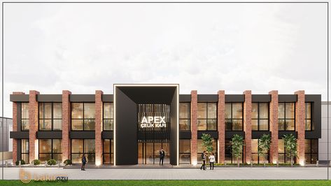 APEX - FACTORY :: Behance Industrial Facade Design, Facade Design Modern, Warehouse Design Exterior, Factory Facade Design, Concept Landscape, Black Architecture, Building Front Designs, Mall Facade, Architecture Design Presentation