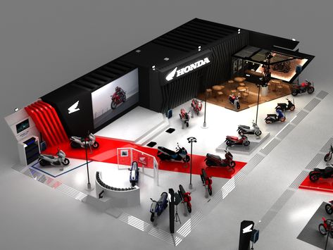 HONDA EXHIBITION IIMS 2019 on Behance Motorcycle Showroom Interior, Bike Exhibition, Motorcycle Showroom Design, Jawa Bike, Car Showroom Interior, Expo Stand, Product Design Graphic, Corporate Event Design, Exhibition Stall Design