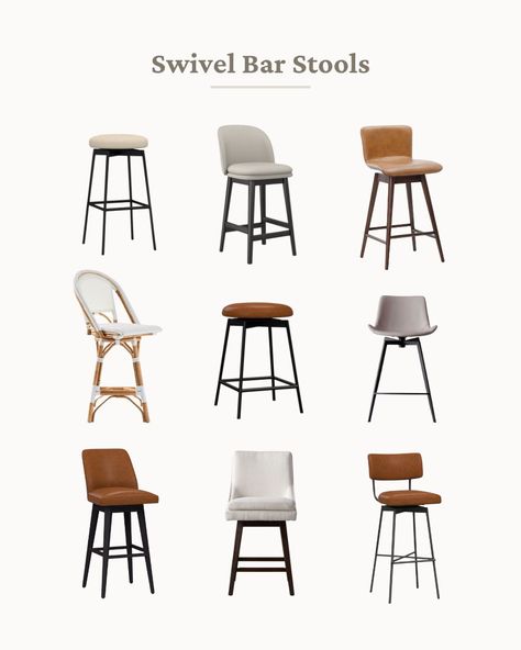 15 Best Swivel Bar Stools for Your Kitchen Island (2024) Mismatched Bar Stools Kitchen Islands, Counter Stools Swivel With Back, Kitchen Island Chairs With Back Swivel, Modern Swivel Counter Stools, Kitchen Island Stools With Backs Swivel, Bar Stools Kitchen Island Ideas, Counter Height Bar Stools Swivel, Kitchen Island Stools With Backs, Metal Bar Stools Kitchen