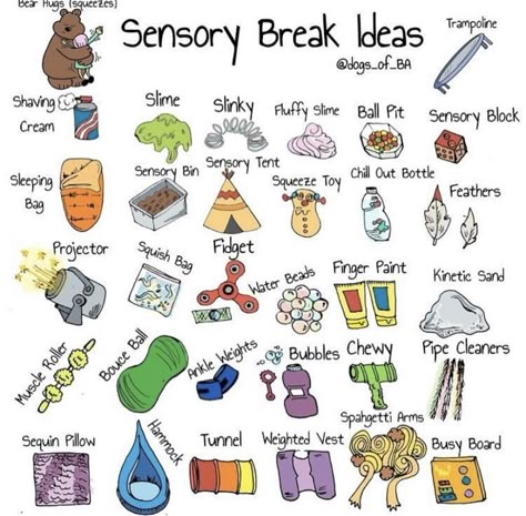 Sensory Tools For The Classroom, Aba Sensory Activities, Sensory Overload Activities, Sensory Break Ideas, Sensory Diet Activities, Pediatric Occupational Therapy Ideas, Brain Break Ideas, Somatosensory System, Sensory Integration Activities