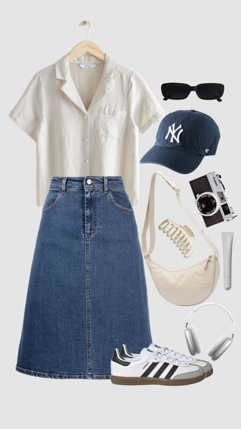 Summer outfit #outfitinspo #outfit #vibes #art #vintage #modestoutfit #summer #summeraesthetic #summerfit #fit #ootd Modest Casual Outfits, Modest Outfit Ideas, Modest Outfit, Modesty Outfits, Cute Modest Outfits, Modest Summer Outfits, Everyday Fashion Outfits, Casual Day Outfits, Easy Trendy Outfits