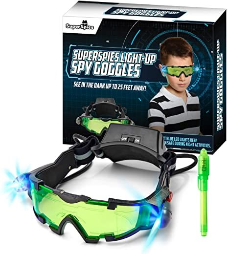 Amazon.com: STICKY LIL FINGERS Light-up Spy Goggles - Spy Gear for Kids - Play Secret Agent with Protective Adjustable Eyewear Toy That Lights Up in The Dark Plus Invisible Ink Pen Great Gift for Boys and Girls : Toys & Games Spy Gear For Kids, Invisible Ink Pen, Spy Kit, Vintage Toys 1960s, Star Wars Technology, Doctor For Kids, Spy Party, Dogs Images, Spy Gear