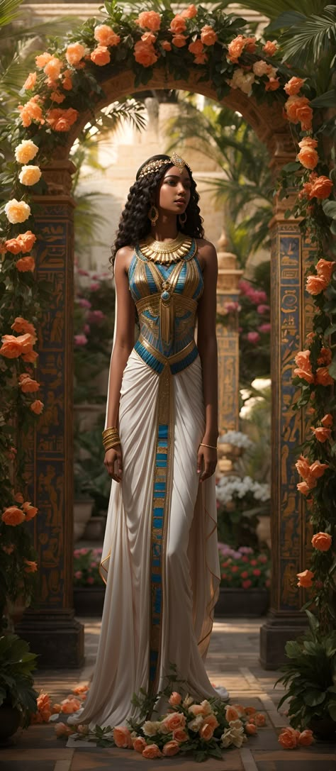 Ancient Egyptian Clothing Dresses, Egyptian Fashion Women, Egyptian Princess Outfit, Egyptian Princess Dress, Egyptian Princess Aesthetic, Egyptian Women Drawing, Old Egyptian Women, Old Egypt Aesthetic, Egyptian Women Aesthetic