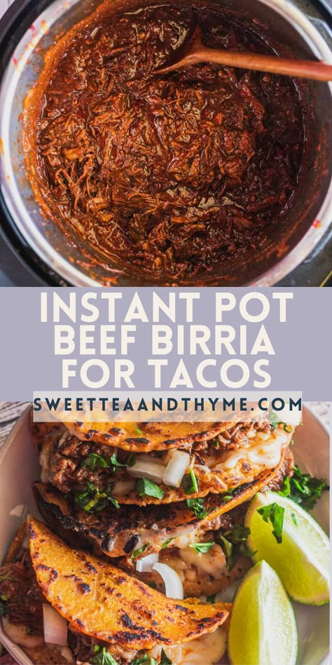 Birria Instant Pot, Unique Thanksgiving Dinner Ideas, Instant Pot Birria Tacos, Birria Recipes, Instant Pot Birria, Barrio Tacos, Birria Quesatacos, Beef Birria Recipe, Birria Recipe