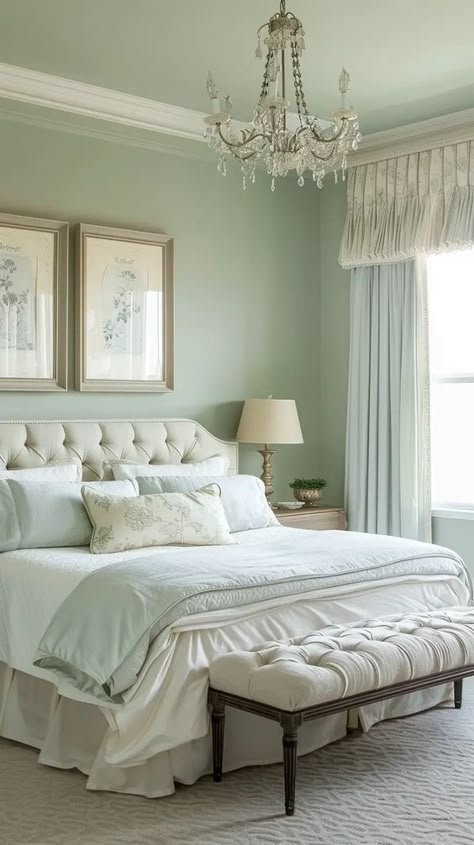 Soft Romantic Bedroom Ideas, Shabby Chic Guest Bedroom Ideas, Bridgerton Bedroom Ideas, Bridgerton Inspired Bedroom, Blue Cream Bedroom, Blue And Cream Bedroom Ideas, Bridgerton Bedroom, Bridgerton Decor, Soothing Bedroom Colors