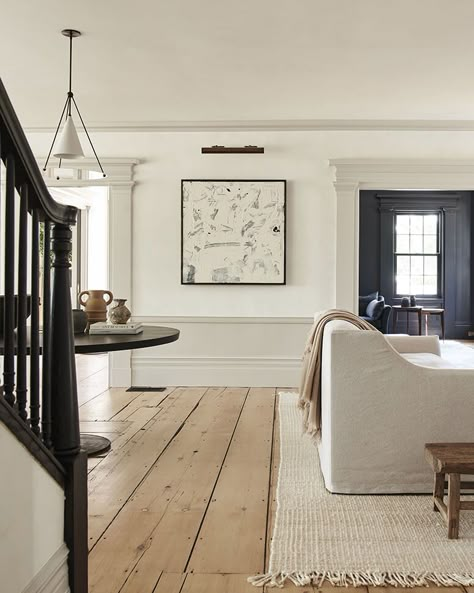 A historic captain’s house in Sag Harbor Winter Mcdermott, Wooden Floors, Sag Harbor, Wood Flooring, Living Room Inspiration, Dream Team, White Walls, House Inspo, Cozy House