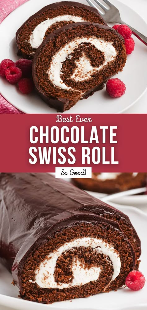 Chocolate Swiss Roll Cake, Roll Cake Recipe, Swiss Roll Cakes, Swiss Cake, Chocolate Swiss Roll, Chocolate Roll Cake, Swiss Roll Cake, Coconut Dessert, Swiss Rolls