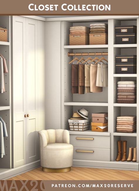 The First Look: Closet Collection | Sims 4 CC Pack | | Patreon The Sims 4 Pack, Sims 4 Pack, Sims Furniture, Mod Furniture, Sims Packs, Sims 4 Bedroom, Furniture Cc, The Sims 4 Packs, Sims 4 Expansions