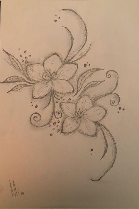 Small Flower Drawings, Flower Sketch Pencil, Hibiscus Drawing, Tiny Doodles, Cute Flower Drawing, Orchid Drawing, Simple Flower Drawing, Lilies Drawing, Diy Pop Up Cards