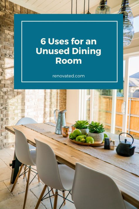 Dining Room Closed Off, Kitchen Table By Sliding Glass Door, Other Ideas For Dining Room Space, What To Do With Unused Dining Room, Changing Dining Room To Sitting Room, Dining Room Sunroom Combo, Unused Room Ideas, Repurposed Dining Room Space, Convert Formal Dining Room Ideas