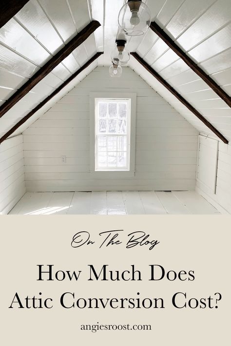 Have you ever considered converting your attic into a functional space? Attic conversions are a great way to add value and square footage to your home. The cost of an attic conversion, however, can vary greatly depending on the size of your attic, the materials used, and the type of conversion you want. On our blog, we break down the costs of finishing our unfinished attic. Diy Attic Remodel On A Budget, Attic To Office Conversion, Attic Renovation Ideas Bedroom, Bungalow Attic Conversion Ideas, Creative Attic Spaces, Simple Attic Bedroom Ideas, Attic Conversion Storage, Pitched Roof Garage Conversion, Garage Attic Apartment