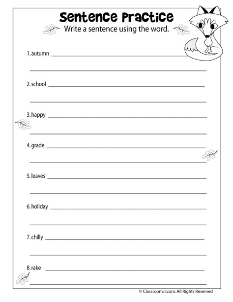 Sentence Practice Worksheet Sentence Practice 2nd Grade, Ela 3rd Grade Worksheets, Writing Practice Sheets 2nd Grade, Writing Sentences Worksheets Grade 1, Make Sentences Worksheet 1st Grades, 4th Grade Ela Worksheets, Make A Sentence Worksheet, Primary School Art Activities, Sentence Writing Practice Worksheets