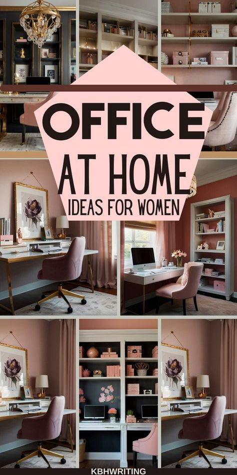 Explore these small office ideas perfect for women working from home! These spaces are designed to maximize efficiency in compact areas while reflecting feminine aesthetics. From minimalist setups to cozy corners filled with personal touches, find inspiration to create a functional and stylish workspace that motivates and inspires you every day. #homeoffice #officeinterior #office Small Office Ideas Business Decor Work Spaces Interior Design, Girl Office Ideas, Female Office Ideas, Female Home Office, Feminine Home Office Classy, House Office Design, Small Home Office Design Ideas, Work From Home Office Setup, Small Home Office Ideas For Women