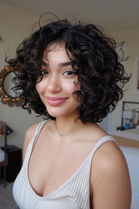 Short Hair Curly Haircuts, Diamond Shape Curly Haircut, Short Bob Curly Haircuts, Curly 3a Haircut, Short Curly Haircuts Middle Part, Curly Hair Cuts For Oval Face Shape, 2c Curly Hair Haircuts Short, Spiral Curls Short Hair, Short Curly Haircuts Round Face