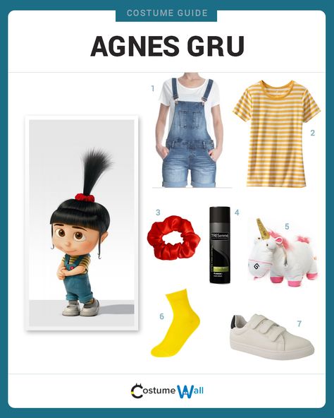 Dress Like Agnes Gru from Despicable Me. See additional costumes and Agnes cosplays. Gru From Despicable Me, Agnes Costume, Despicable Me Costume, Halloween Costume Couple, Agnes Despicable Me, Costume Guide, Bff Halloween Costumes, Best Friend Halloween Costumes, Halloween Coustumes