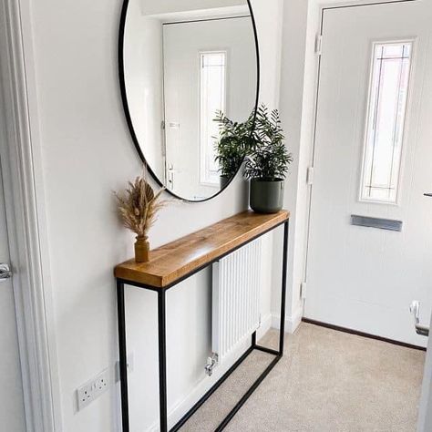 Table Decorations Entryway, Modern Small Hallway, Narrow Hallway Console Table, Entryway Table Narrow, Small Entryway Console Table, Narrow Hallway Mirror, Narrow Hallway Entry, Narrow Hallway Decorating Entrance, Hall Table Decor Ideas