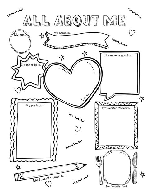 All About Me Printable Worksheet for Kids, Activity for Kids, Worksheets for Classrooms, Early Learners, Homeschooling, Interactive. - Etsy Get To Know You Worksheets For Kids, Get To Know Me Crafts For Kids, All About Me Homeschool, All About Me Elementary Free Printable, Introduction Activities For Kids, My Birthday Worksheets For Kids, All About Me Project Ideas, About Me Questions For Kids, All About Me Elementary