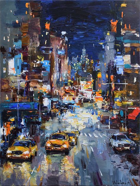 Night City Street - Original urban landscape painting(Sold… | Flickr Kevin Hill Paintings, Urban Landscape Art, Night City Street, Urban Landscape Painting, Cityscape Paintings, City Landscapes, Personal Investigation, Street Painting, Landscape Sketch