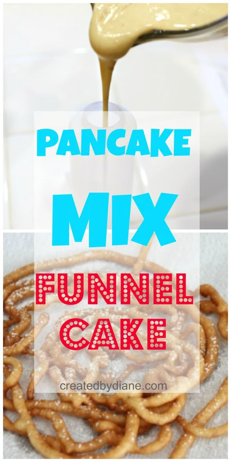 Pancake Mix Funnel Cake, Funnel Cake Recipe Easy, Cake Mix Pancakes, Funnel Cake Fries, Funnel Cake Bites, Homemade Funnel Cake, Funnel Cake Recipe, Dessert Oreo, Funnel Cakes