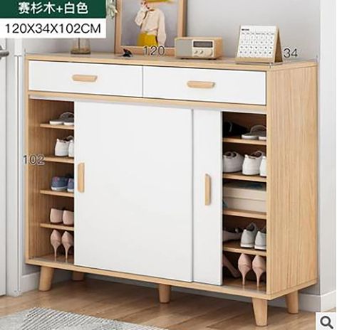 Corrigan Studio® Shoe Cabinet Home Entrance Modern Large Capacity Entrance Living Room | Wayfair Closed Shoe Rack, Shoe Rack Cabinet Design, Shoe Storage Design, Shoe Rack For Small Spaces, Shoe Cabinet Design, Shoe Organizers, Wooden Shoe Racks, Home Hall Design, House Color Palettes