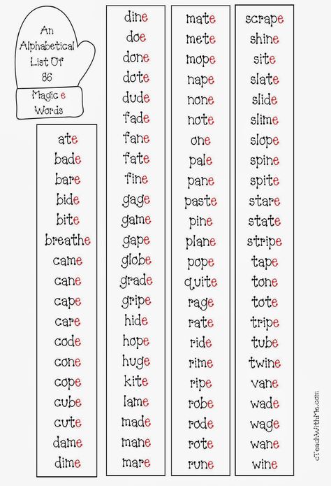 Magic e Mitten Packet     This 29-page packet is filled with all sorts of interesting and fun silent e  activities.  The "magic e" spelling ... Magic E Words, Wilson Reading, Silent E, First Grade Phonics, Cvce Words, Phonics Rules, Spelling Rules, Magic E, English Phonics