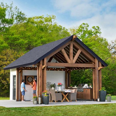 Build Your Own Shed, Firewood Shed, Backyard Pavilion, Backyard Sheds, Backyard Shed, Building A Shed, Family Handyman, Shed Plans, Shed Storage