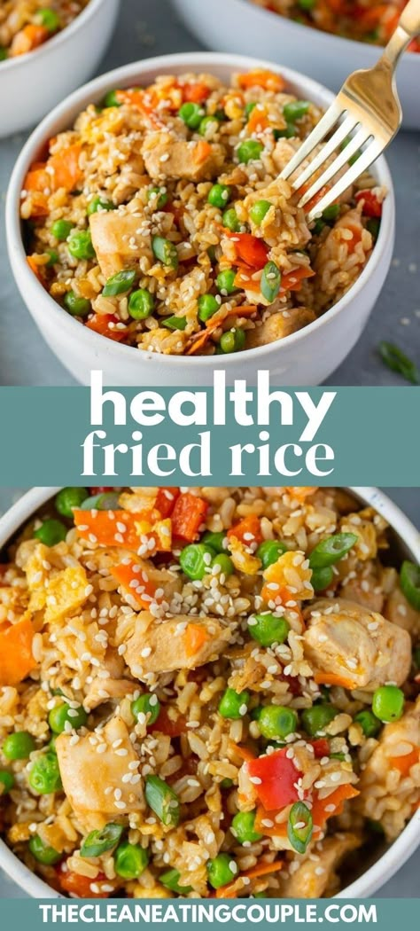 Healthy Fried Rice Recipe, Fried Rice At Home, Healthy Fried Rice, Homemade Fried Rice, Clean Eating Couple, Healthy Eating Books, Healthy Rice Recipes, Riced Veggies, Healthy Rice