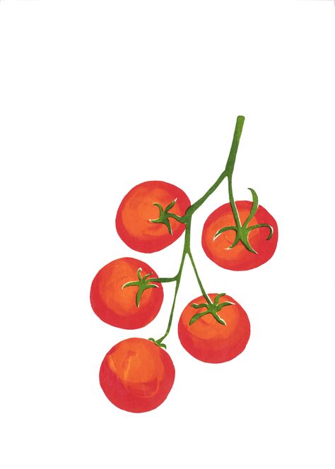 Tomatoes variable mono screen print Tomato Tattoo, Vine Tomatoes, Ceramic Cafe, Mono Print, Silkscreen Printing, Color Me Mine, Watercolor Fruit, A3 Size, Monoprint