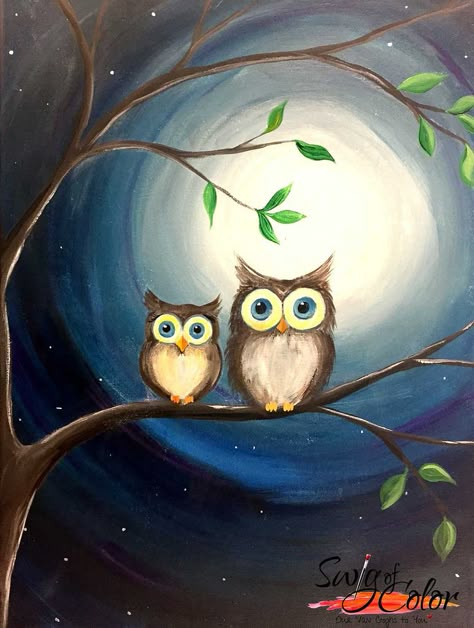 Explore Swig of Color's photos on Flickr. Swig of Color has uploaded 116 photos to Flickr. Owl Canvas Painting, Two Owls, Owl Artwork, Owl Canvas, Owls Drawing, Easy Canvas Painting, Colour Painting, Owl Painting, 수채화 그림