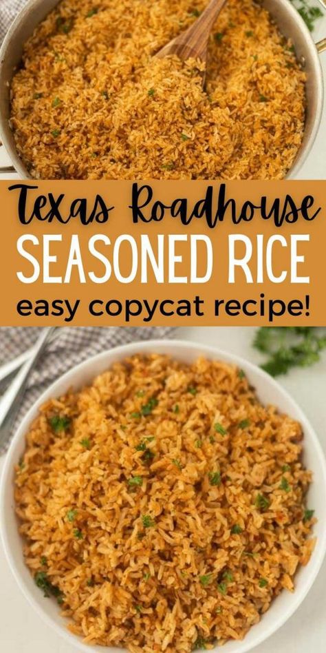 Roadhouse Rice Recipe, Side Of Rice Recipes, Healthy Seasoned Rice, Summer Rice Recipes, Rice Ideas For Lunch, Texas Rice Recipe, Side Dish Rice Recipes, Outback Rice Recipe, Dinner With Rice Ideas